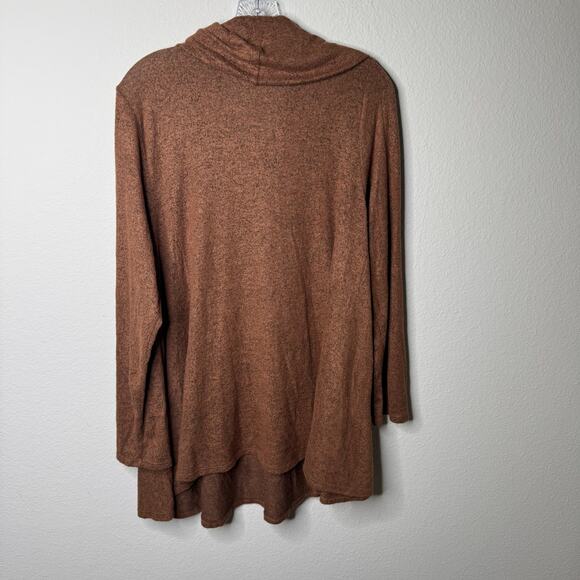 ModCloth Women’s 1X Brown Cowl Neck Tunic Top Long Sleeve Stretch Knit - Picture 7 of 8